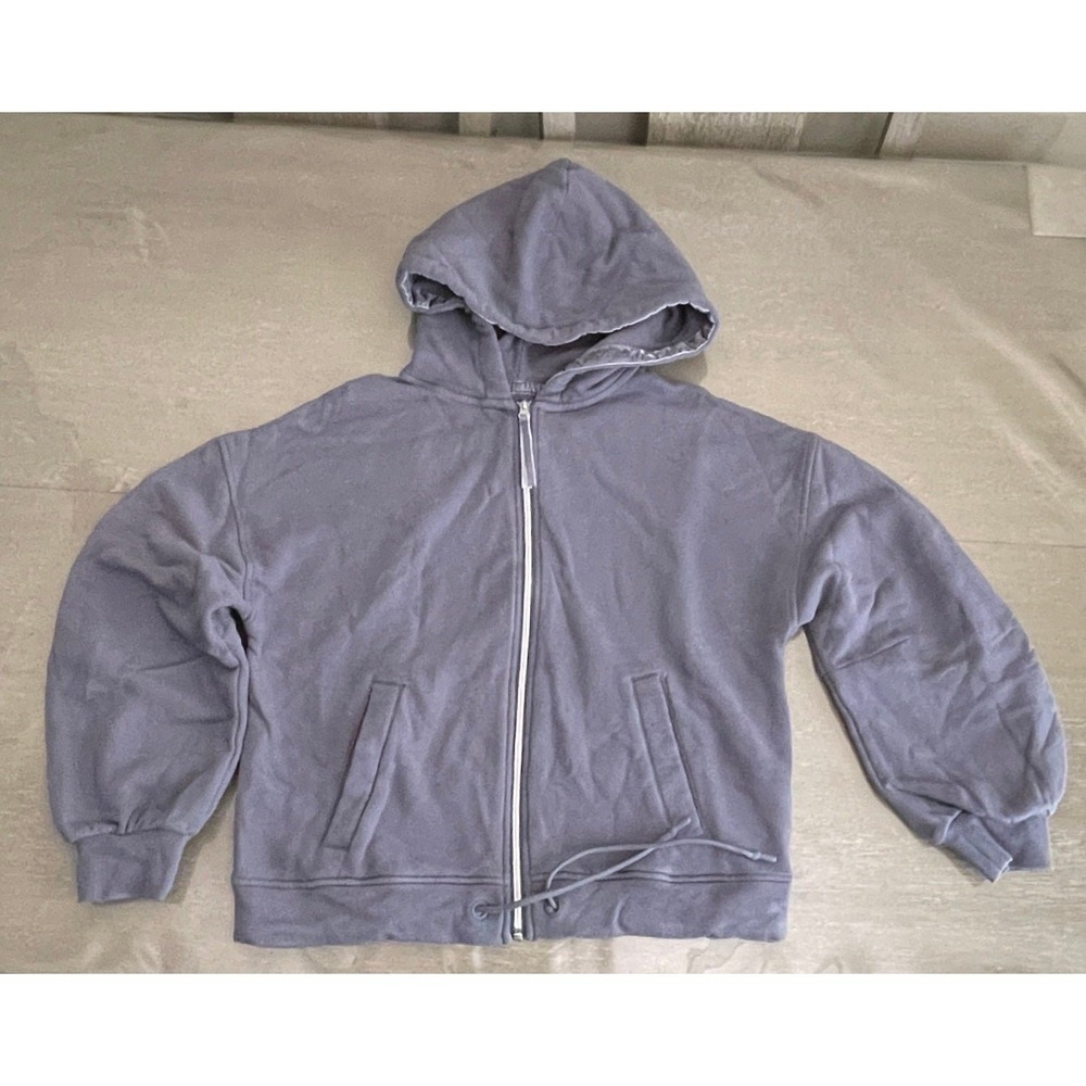 UGG RTW Womens Full Zip Hoodie Purple Velvet Trim Toggle Hem Sweatshirt Small